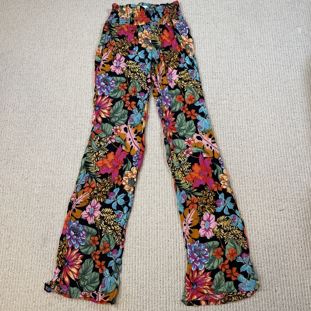 O'Neill Women's XS Johnny Reina Floral Smocked Waist Pants Flowy Boho